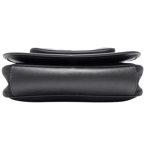 Logo plate shoulder bag, shoulder or crossbody, nylon and Saffiano leather, 2VD041