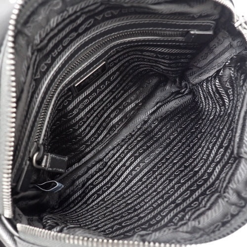 Logo plate shoulder bag, shoulder or crossbody, nylon and Saffiano leather, 2VD041
