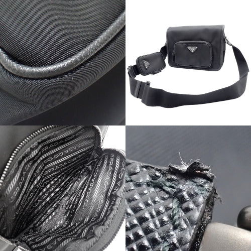 Logo plate shoulder bag, shoulder or crossbody, nylon and Saffiano leather, 2VD041