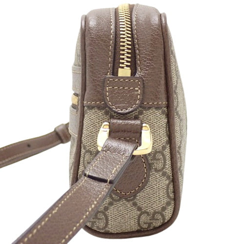 GG Supreme Ophidia Mini Bag with Web Stripe, Shoulder Bag, Crossbody Bag, Mini Pochette, Leather and GG Supreme Canvas, Beige/Ebony, 517350 96IWS 8745