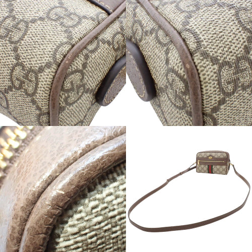 GG Supreme Ophidia Mini Bag with Web Stripe, Shoulder Bag, Crossbody Bag, Mini Pochette, Leather and GG Supreme Canvas, Beige/Ebony, 517350 96IWS 8745