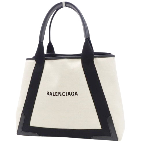 Navy Medium Cabas Cotton Canvas Calfskin Off-White Black 5812922HH3N9260 (Currently in production as of June 2024) Navy Cabas M Handbag Shopping Bag