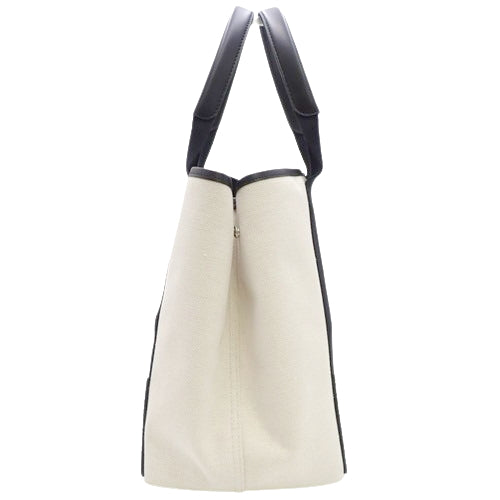 Navy Medium Cabas Cotton Canvas Calfskin Off-White Black 5812922HH3N9260 (Currently in production as of June 2024) Navy Cabas M Handbag Shopping Bag