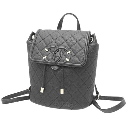 Matelasse CC Filigree Backpack with Chain Shoulder Strap, Caviar Skin, A57090