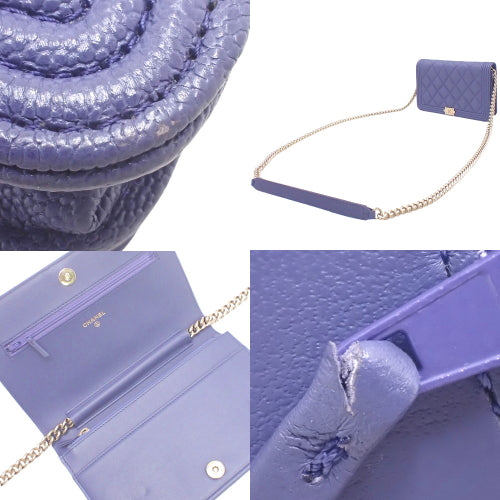 Matelasse/Boy Chanel Coco Mark Chain Wallet Shoulder Bag, Caviar Skin