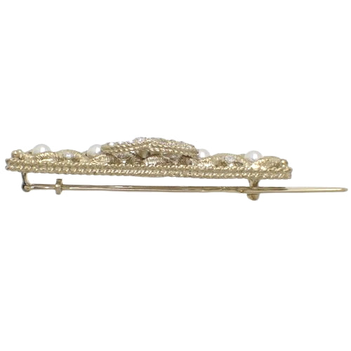 CC Mark Barrette, Fashion Accessory, Hairpin, Hair Clip, Metal (GP), Rhinestone, Fake Pearl, C21P Engraving