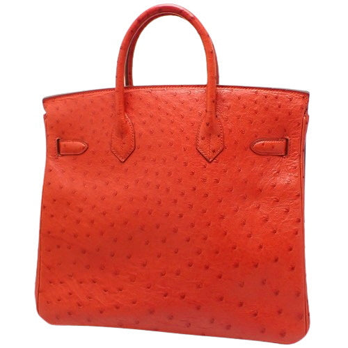 Autocloé 32 Ostrich Leather, Rouge Vif (Bright Red), Gold Hardware, 〇Y Engraving