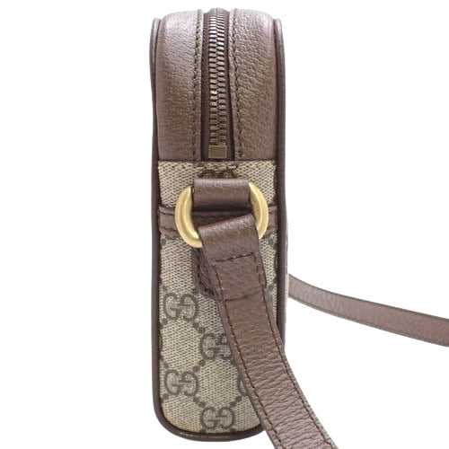 Ophidia GG Shoulder Bag in GG Supreme Canvas, Beige/Ebony, 598127 96IWT 8745.  Features a double G web stripe and is suitable for shoulder or crossbody carrying.