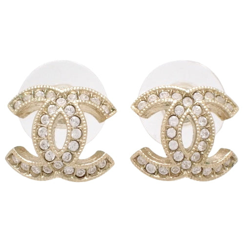 Coco Mark Rhinestone Earrings Metal (GP) Accessories Jewelry