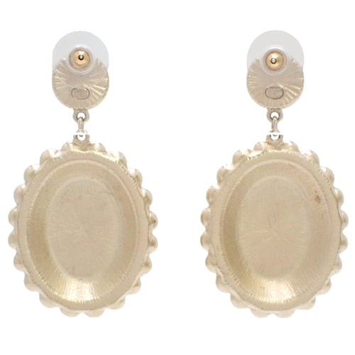 Coco Mark Swing Earrings, Metal (GP), Faux Pearl, Accessory, Jewelry, Dangle