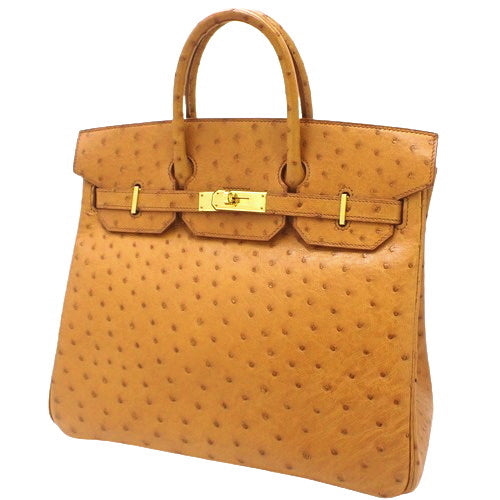 Autocloire 32, Ostrich Leather, Cognac Color, Gold Hardware, □A Stamp
