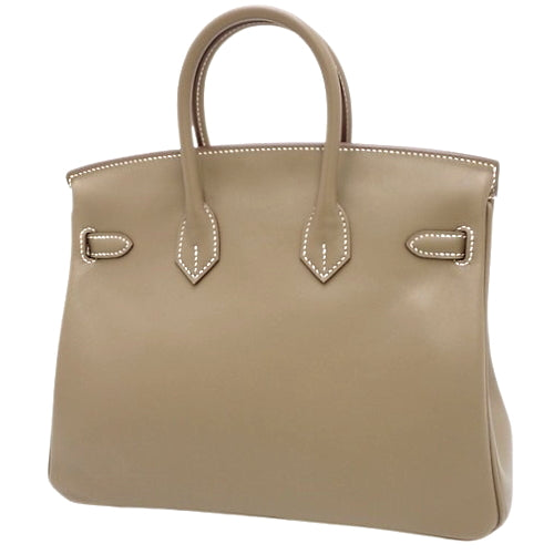 Birkin 25 Etoupe/Etoupe Swift Leather Tote Bag with Gold Hardware and B Stamp