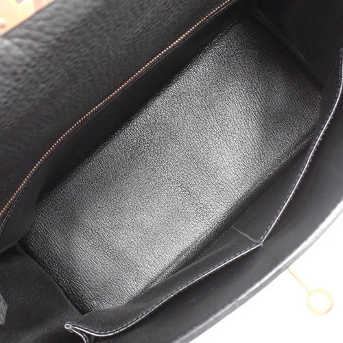 Kelly 28 (inner-stitched) Togo leather, black, gold hardware, □E stamp.