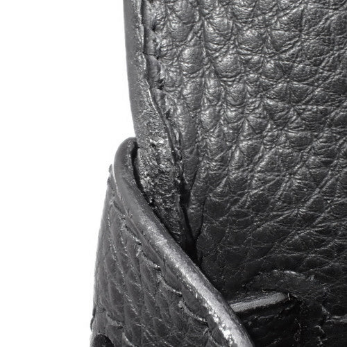 Kelly 28 (inner-stitched) Togo leather, black, gold hardware, □E stamp.
