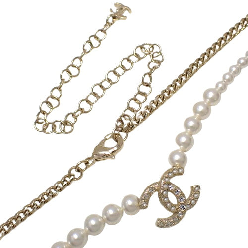 Coco Mark Faux Pearl Necklace Metal (GP) Faux Pearl Rhinestone Accessory Jewelry
