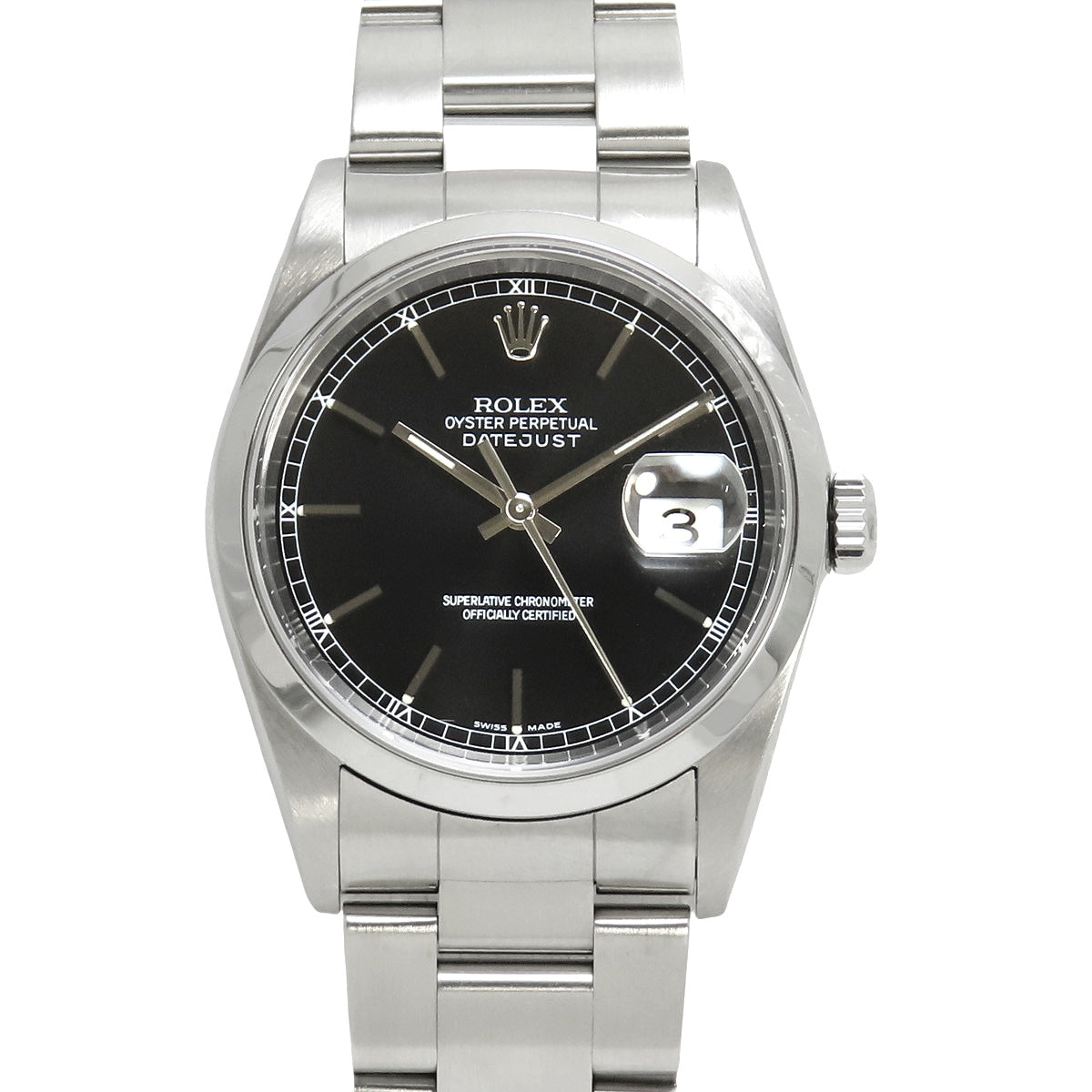 [Warranty included] 16200 Datejust SS Stainless Steel F Series (2003-2004) Automatic Movement Purchased December 2004 Black Silver