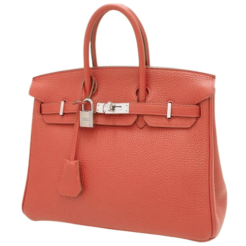 Birkin 25 Rouge vif Togo Palladium Hardware Silver Hardware A Stamp Tote Bag