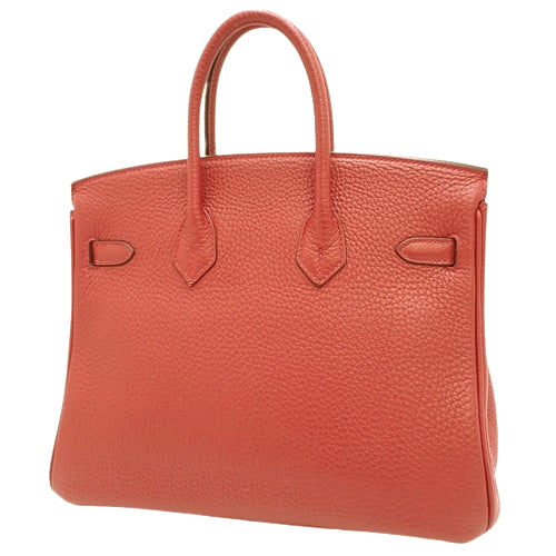 Birkin 25 Rouge vif Togo Palladium Hardware Silver Hardware A Stamp Tote Bag