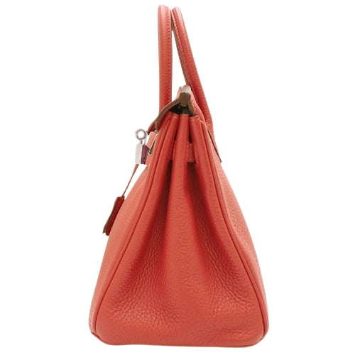 Birkin 25 Rouge vif Togo Palladium Hardware Silver Hardware A Stamp Tote Bag