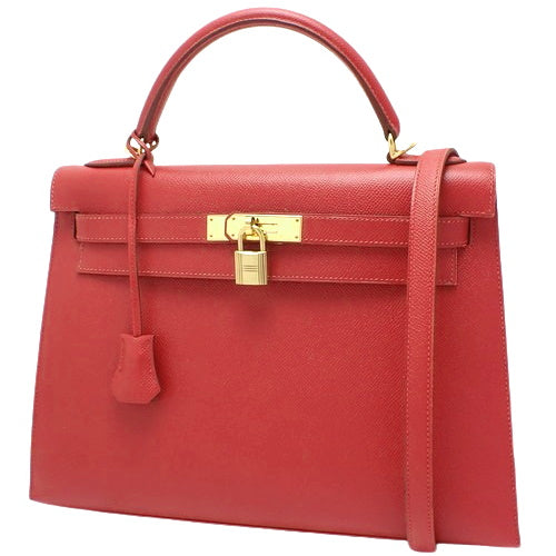 Kelly 32 (Exterior Stitched) Kuschel Rouge Vif Gold Hardware □D Stamp