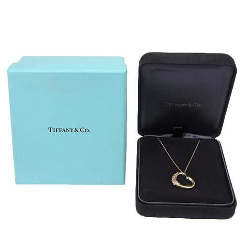 Open Heart Pendant, Diamond, Yellow Gold (K18YG), Accessory, Jewelry