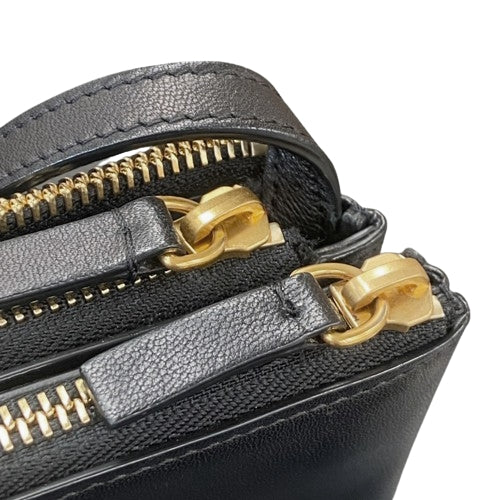 Trio Large Leather Pouch, Black, Old Logo, Shoulder Bag, Crossbody Bag