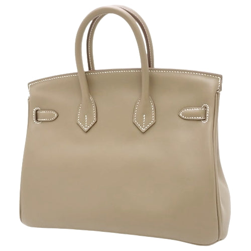 Birkin 25 Etoupe/Etoupe Swift Palladium Hardware Silver Hardware U Stamp Tote Bag