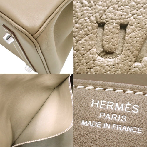 Birkin 25 Etoupe/Etoupe Swift Palladium Hardware Silver Hardware U Stamp Tote Bag