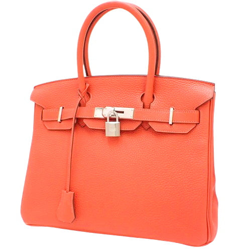 Birkin 30, Torin Clemence leather, palladium hardware, Rouge Pivoine (red peony), silver hardware, □R stamp.