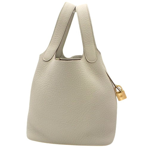 Picotin Lock PM Beton Taurillon Clemence Leather Tote Bag with Gold Hardware and B Stamp