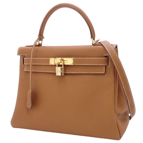 Kelly 28 (inner-stitched) Togo leather, gold hardware, □F stamp.