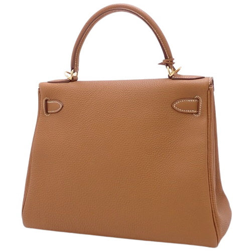 Kelly 28 (inner-stitched) Togo leather, gold hardware, □F stamp.