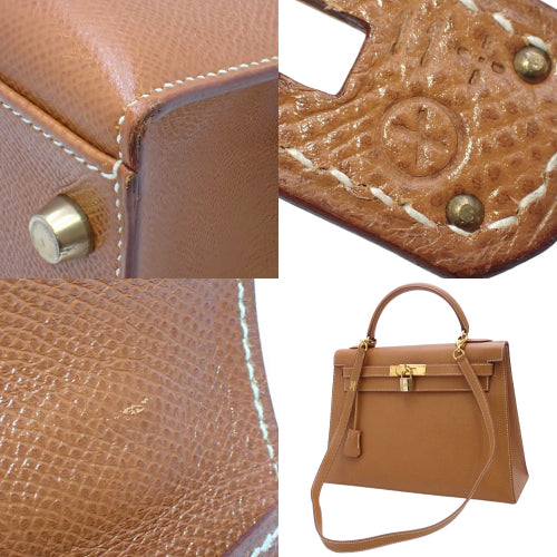 Kelly 32 (Exterior Stitched)  Kushbel Leather, Gold Hardware,  〇X Stamp