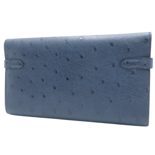 ケリーウォレット ロング オーストリッチ ブルーロイ ゴールド金具 A刻印