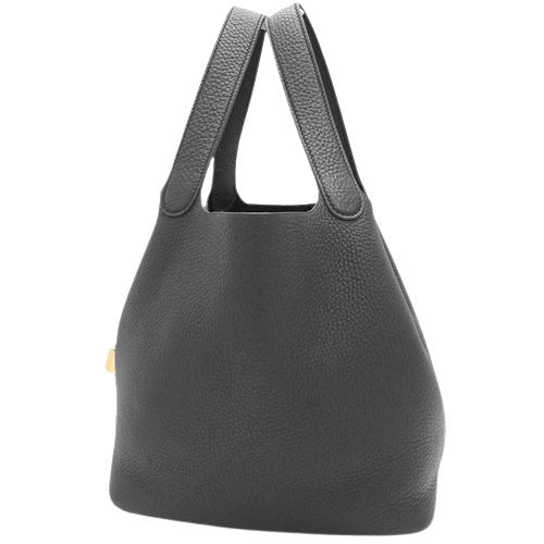 Picotin Lock MM Taurillon Clemence Leather Tote Bag with Gold Hardware and U Stamp