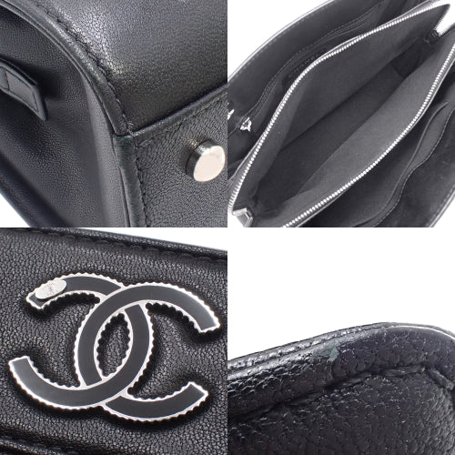 Matelasse Coco Mark Chain Handbag, Lambskin, Black, Shoulder Bag