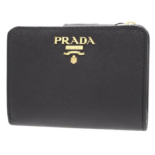 Bifold Wallet, Saffiano Leather, SAFFIANO MULTIC NERO IBISCO 1ML018 ZLP F061H, 2-Fold Mini Wallet, Double-sided Wallet