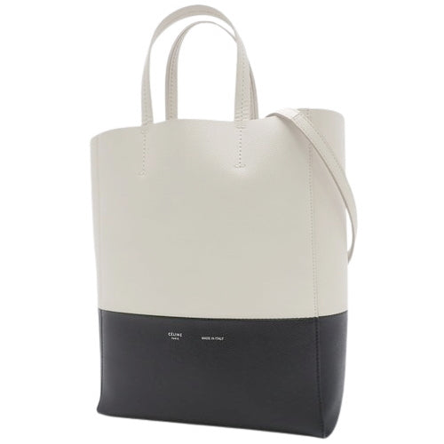 Vertical Cabat Small Leather Handbag, Off-White/Black, Old Logo, 2-Way Shoulder Bag, Shoulder Bag, Handbag, Bicolor