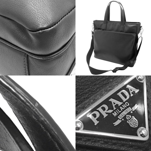 2WAY Leather Handbag, NERO (Black), 2VG033, Shoulder Bag, Crossbody Bag, Business Bag, Briefcase