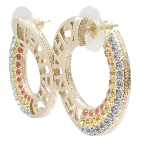 Logo Rhinestone Earrings Metal (GP) Accessories Jewelry