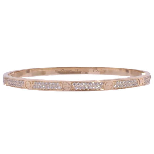 Love Bracelet, Small Model, Pavé Diamond Setting, Pink Gold (K18PG), Accessory, Jewelry, Bangle