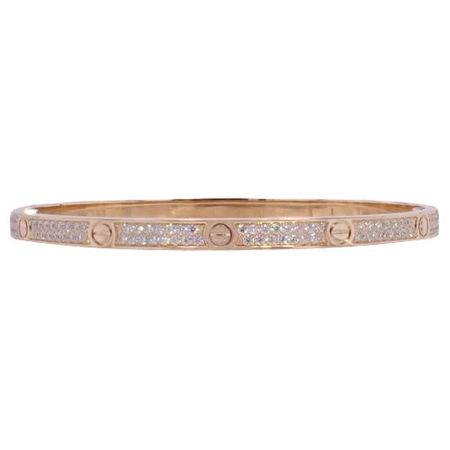 Love Bracelet, Small Model, Pavé Diamond Setting, Pink Gold (K18PG), Accessory, Jewelry, Bangle