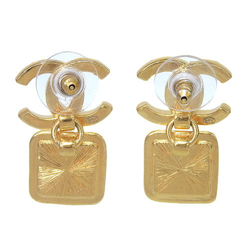 Coco Mark Crystal Drop Earrings, Metal (GP), Accessories, Jewelry, Square