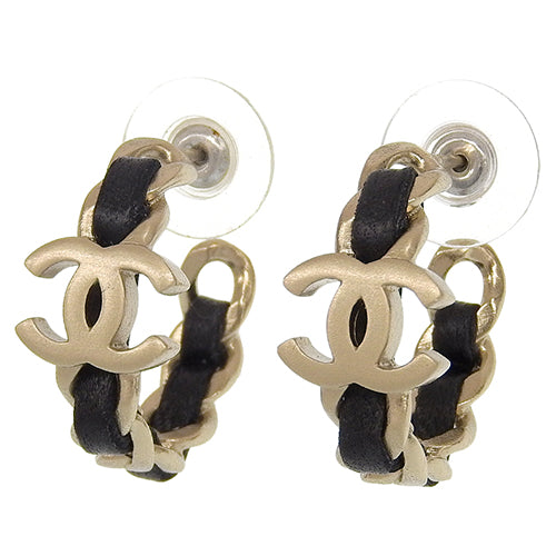 Coco Mark Hoop Earrings Metal (GP) Lambskin Accessories Jewelry