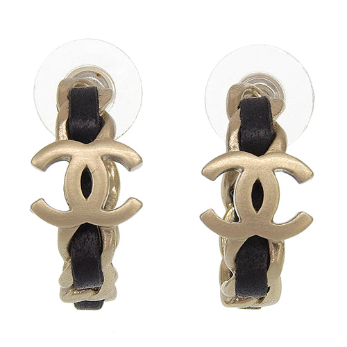 Coco Mark Hoop Earrings Metal (GP) Lambskin Accessories Jewelry