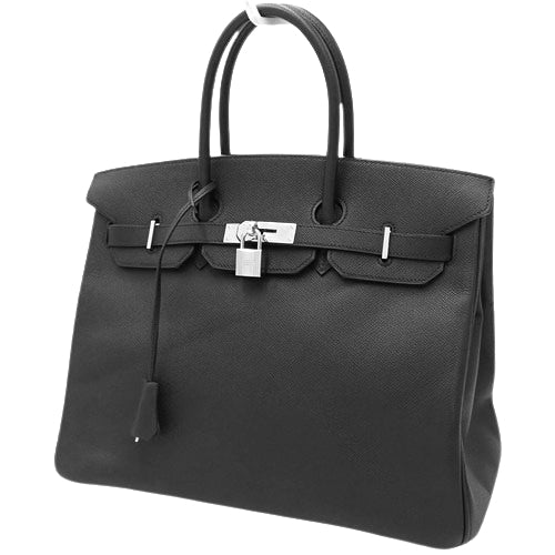 Birkin 35, Epsom calfskin, palladium hardware, black; silver hardware, □J stamp.