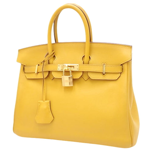 Birkin 25 Swift Jaune Ambre with gold hardware, C stamp.