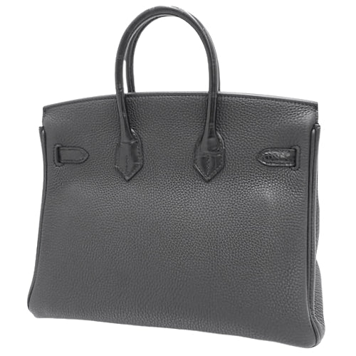 Birkin Touch 25, Togo leather, alligator matte crocodile, black, gold hardware, U stamp.