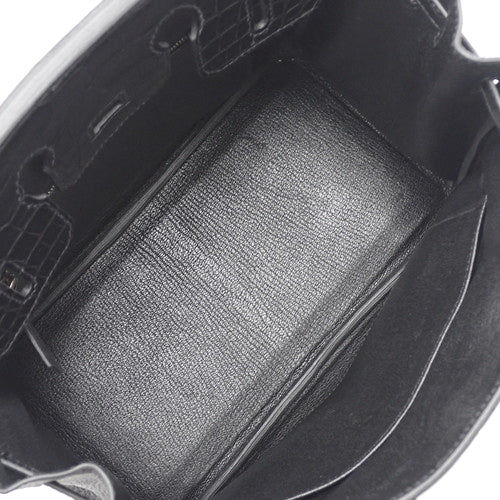 バーキンタッチ 25 トゴ アリゲーターマット クロコダイル ブラック ゴールド金具 U刻印
