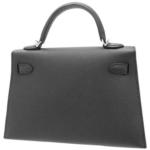 Mini Kelly 2, Epsom calfskin, palladium hardware, black, silver hardware, B stamp.